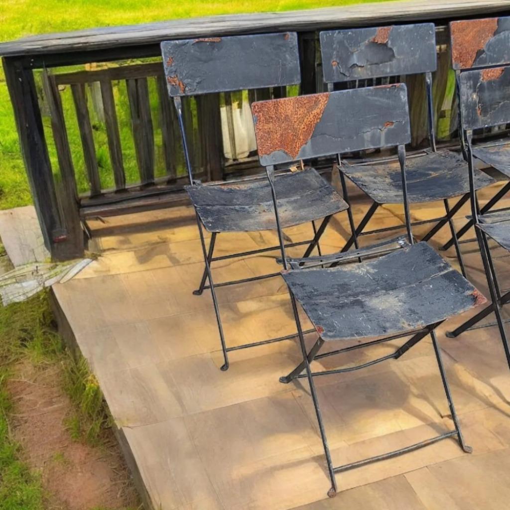 Toffe Set Met 5 Antieke Franse Bistro Klapstoelen, Klapstoel image 3