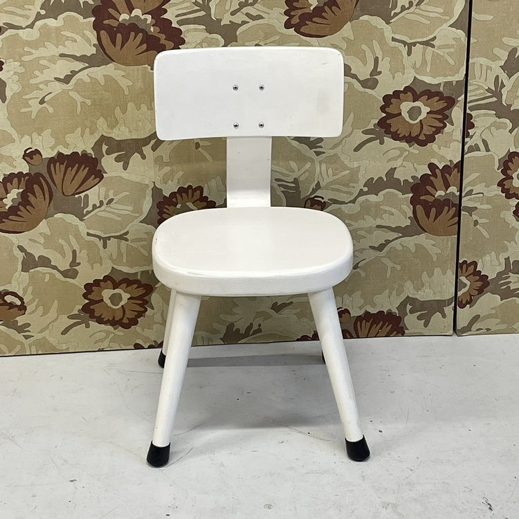 Wit Vintage Schoolstoeltje Retro Schuine Pootjes image 3