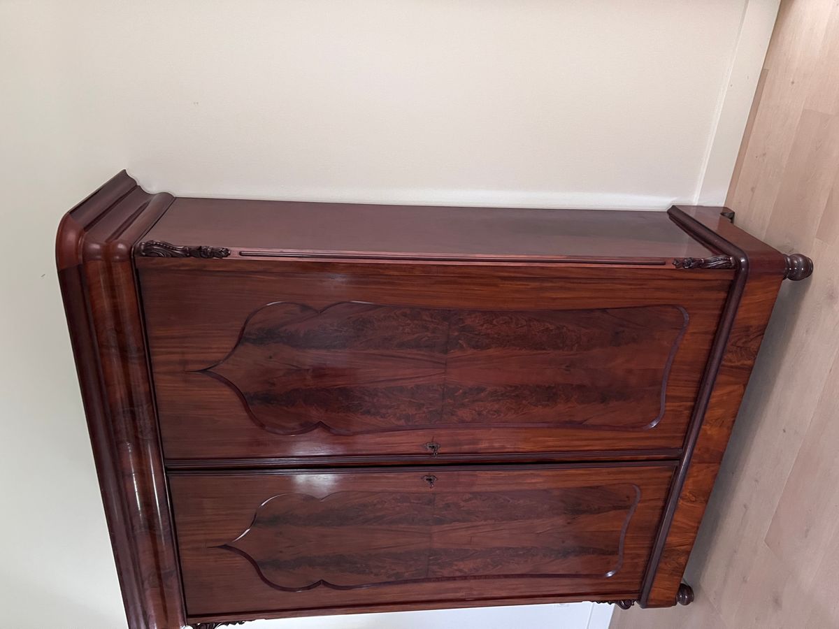 Demontabele Antiek Mahonie Hang/ Leg Kledingkast Met Binnenlades, 175 Cm Breedste Punt image 3