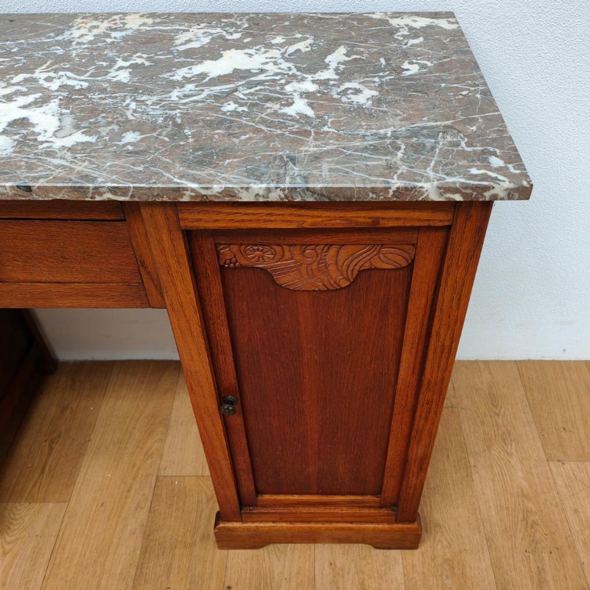 Vintage Antiek Bureau Buro Sidetable Kaptafel Marmer Blad image 14