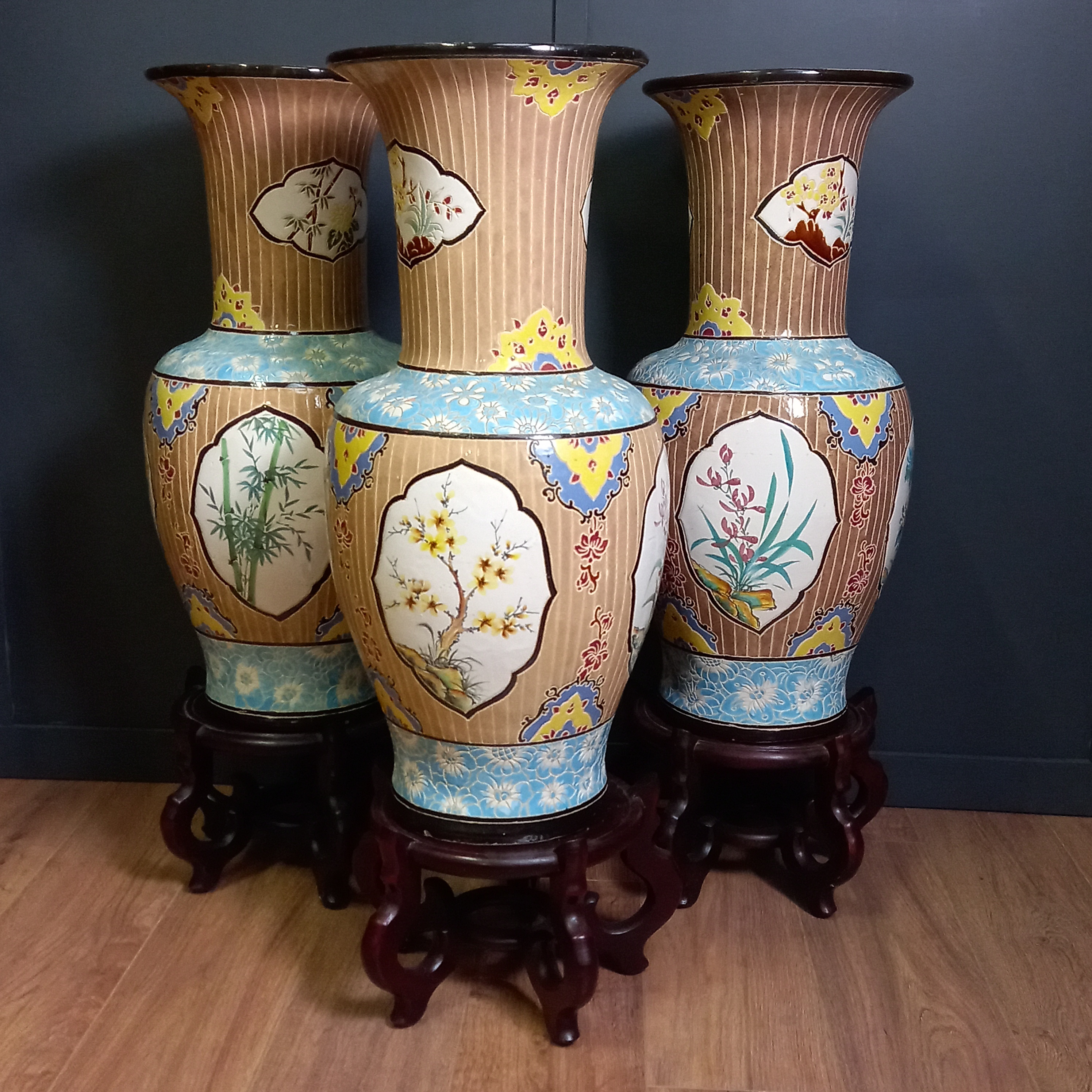 3x Vintage Vietnamese Bien Hoa Vazen Prijs P/st image 9