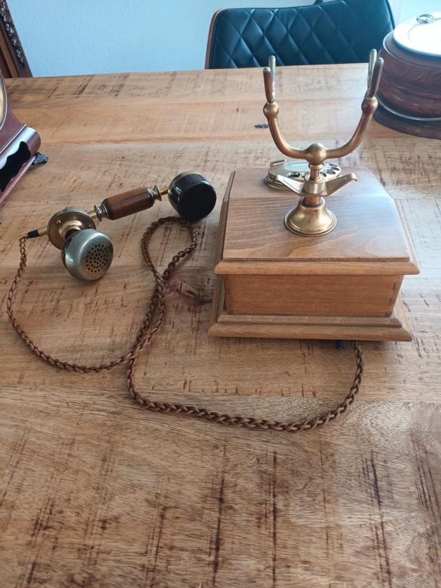 Vintage Houten Draaischijf Telefoon Ptt image 4