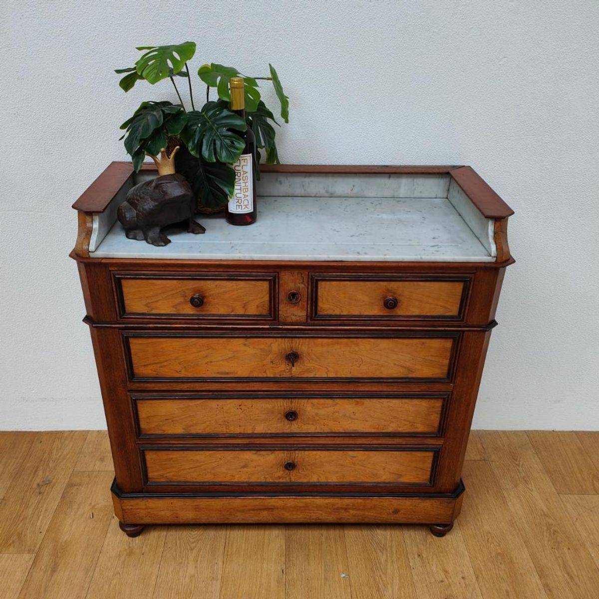 Vintage Frans Dressoir Commode Ladekast Met Marmer Blad 505 image 4