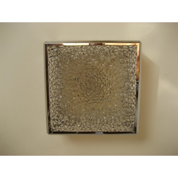 Vintage Plafondlamp, Plafonnière Met Kunststof Platen In Verchroomde Profielen 46 X 46 Cm, Jaren image 7
