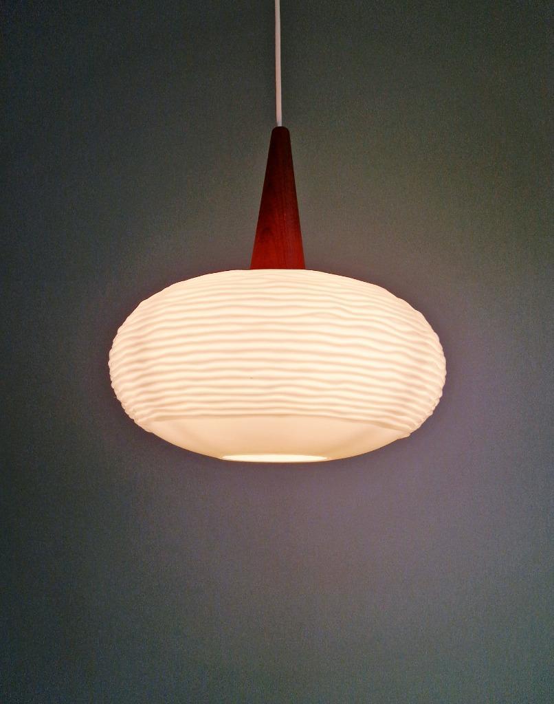 Ophanging In Witte Opaline En Teakhout, Scandinavische Stijl image 7