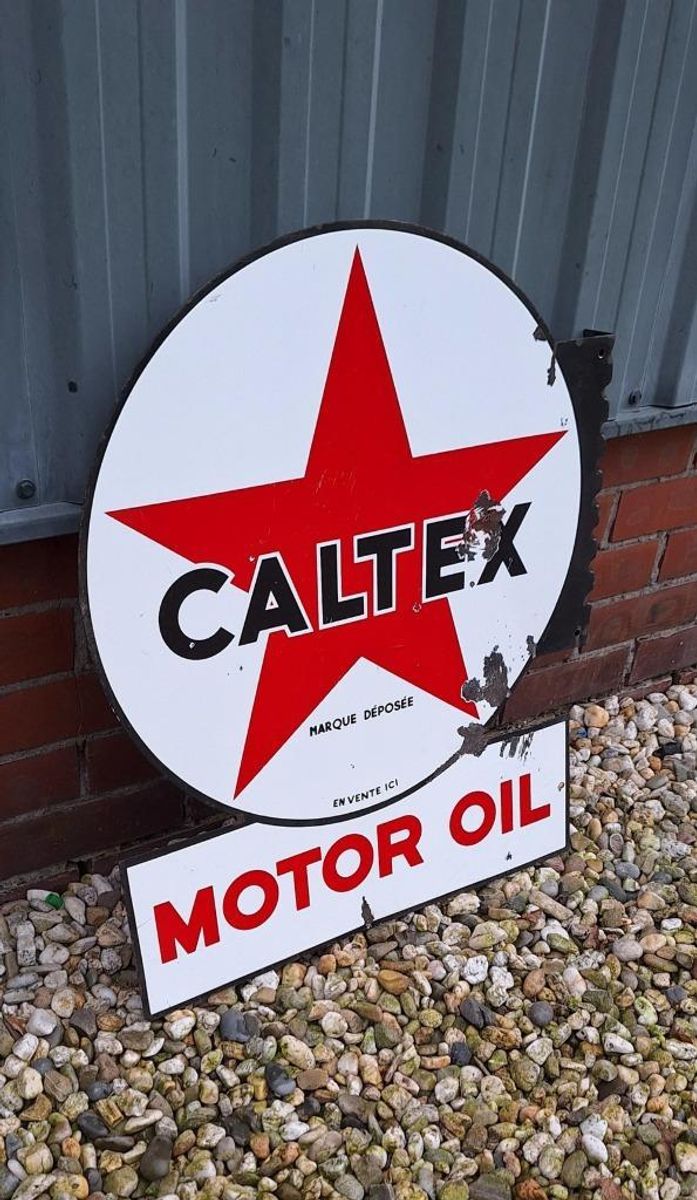 Dubbelzijdig Xl Emaille Reclame Bord Van Caltex Motor Oil️⛽️ image 5