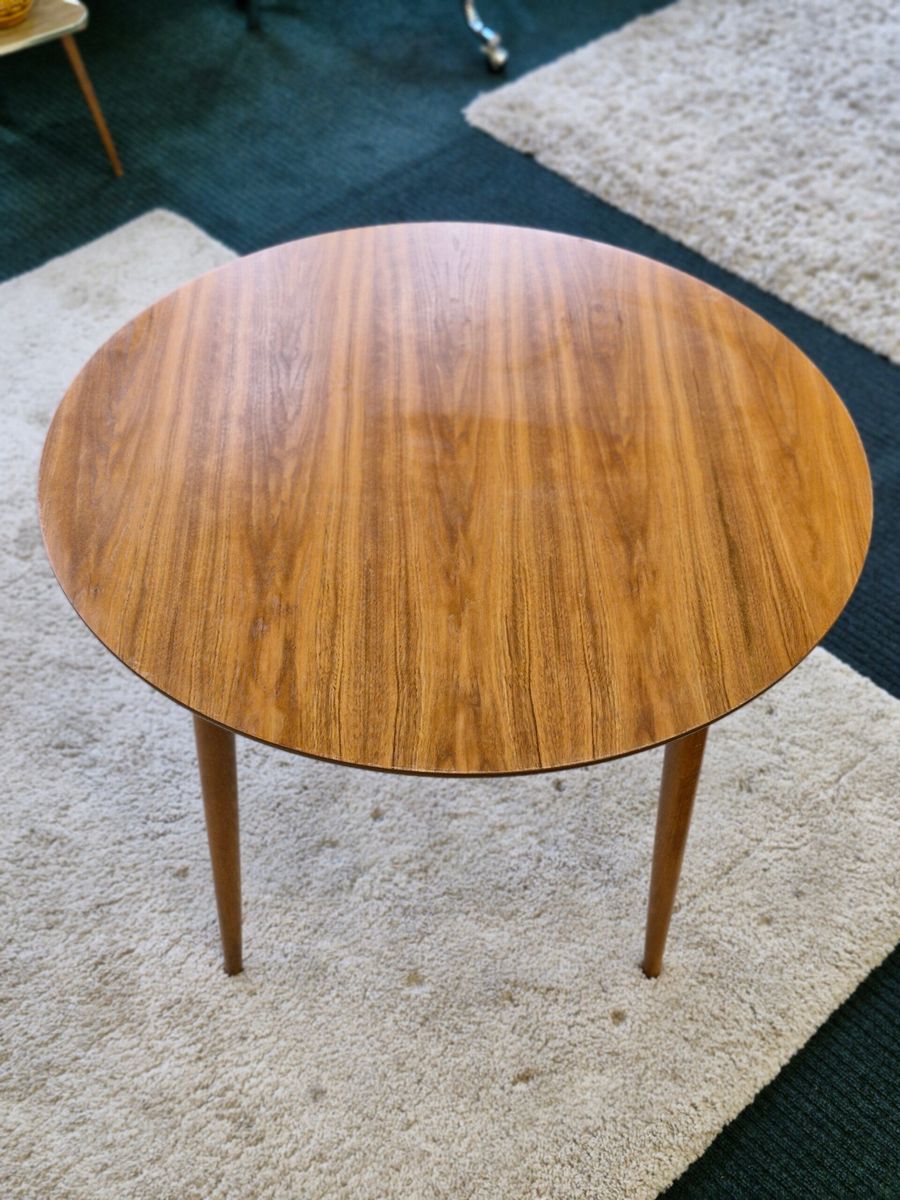 Vintage Coffee Table Rond Notenhout Opal Design image 8