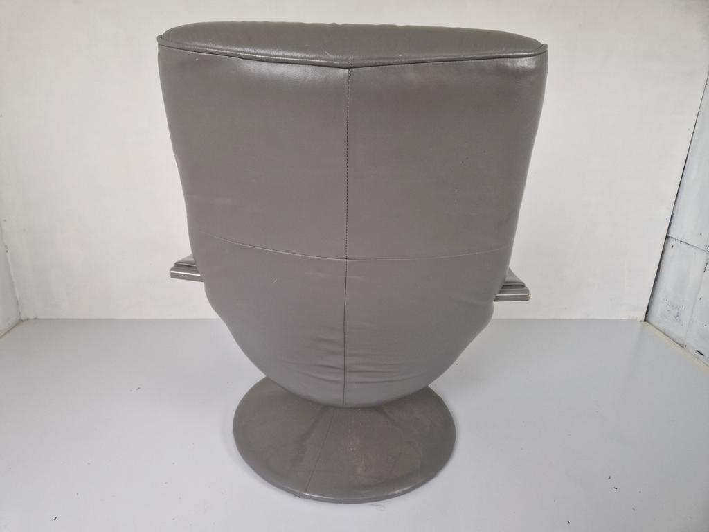 Vintage Jaren 70 Leren Draai Fauteuil Space Age Tulp Voet image 8