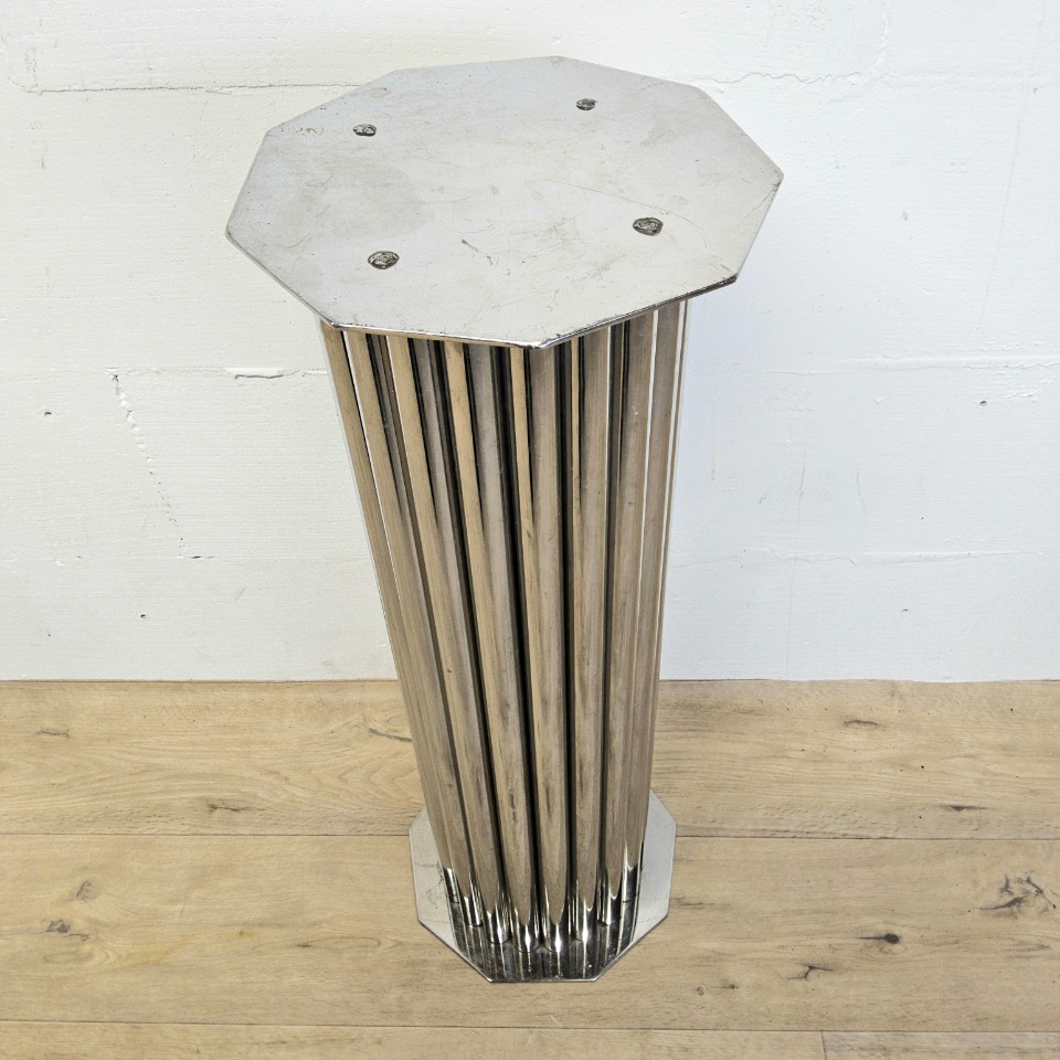 Unieke Handgemaakte Chromen Zuil / Piedestal (Art Deco) / Unique Handmade Chrome Pedestal image 8