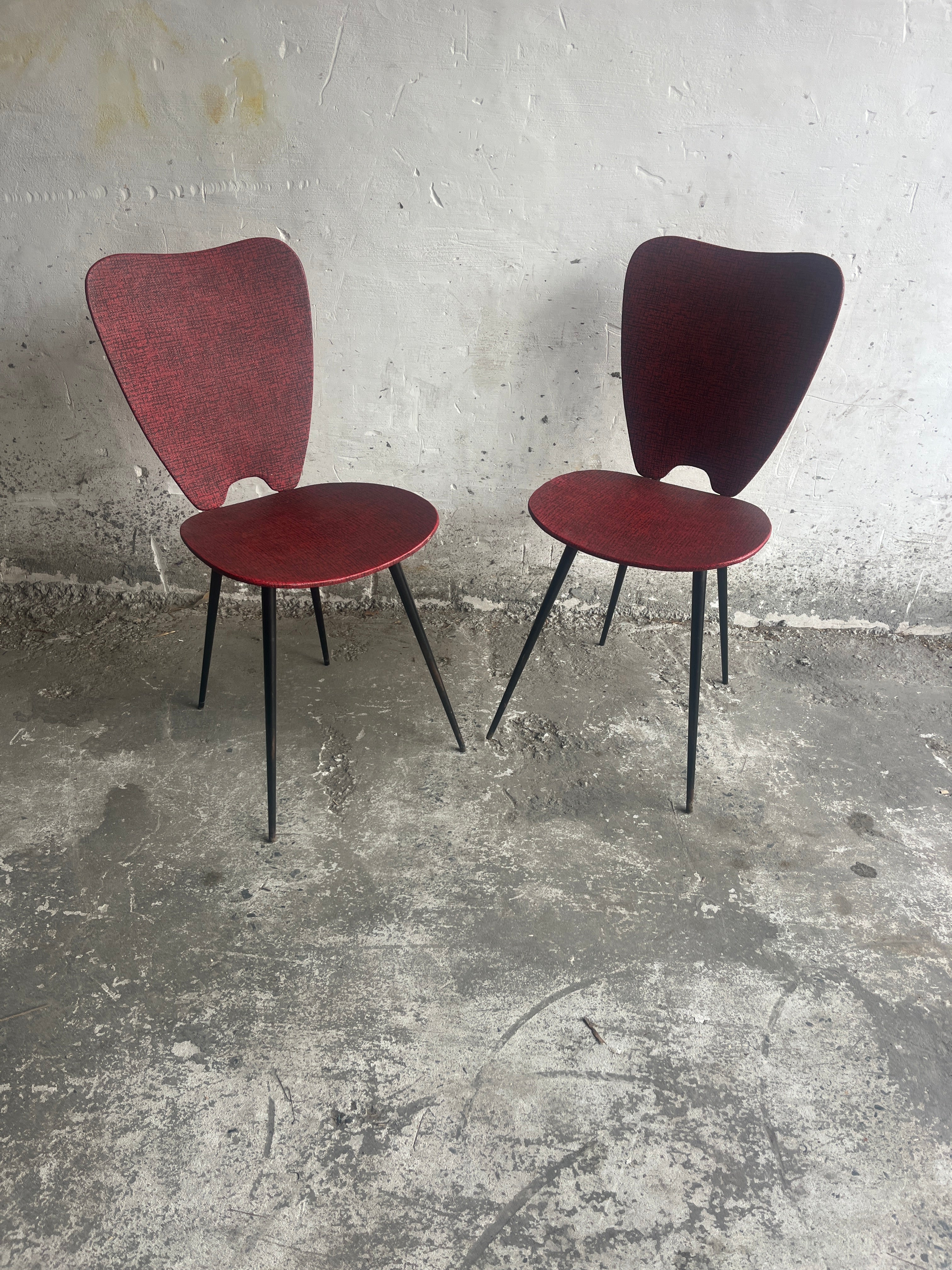 Pair Of Mid-century Red Dining Chairs image 2