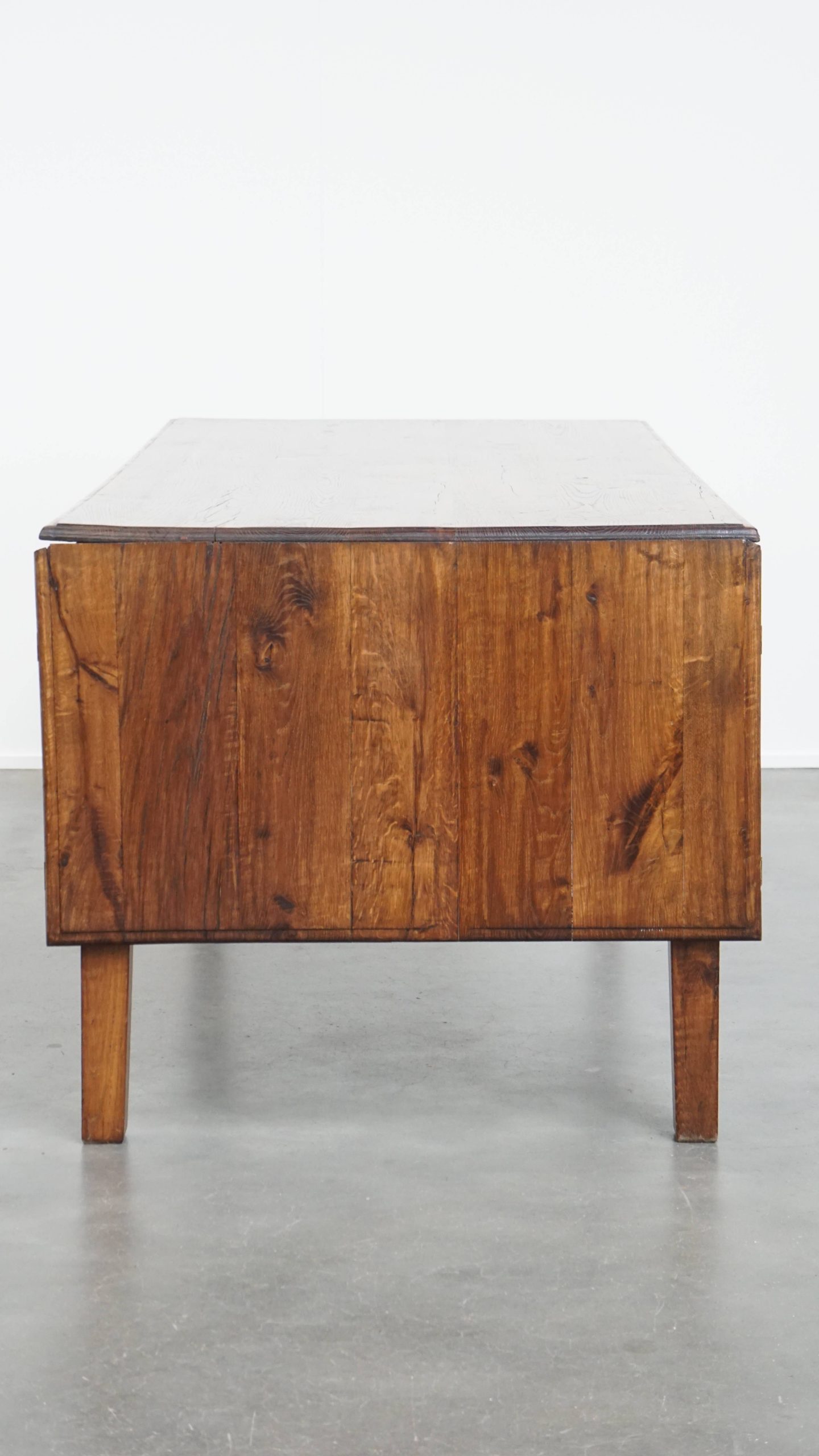 Unieke Antieke Eikenhouten Eettafel Uit Begin 1900 Met Aan Één Kant Een Uitklapbaar Blad image 6