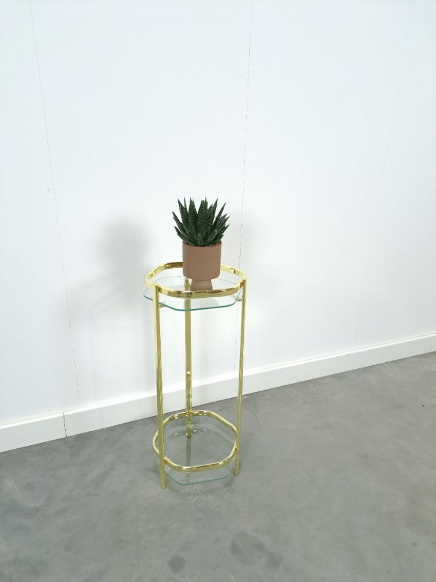 Messing Plantentafel Met Glazen Blad image 3
