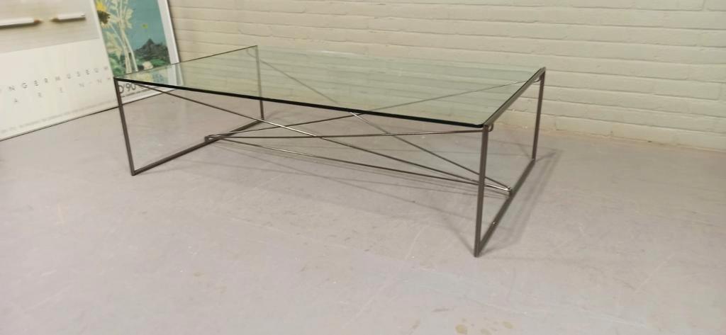 Vintage Postmodern Glas En Metaal Salontafel image 2