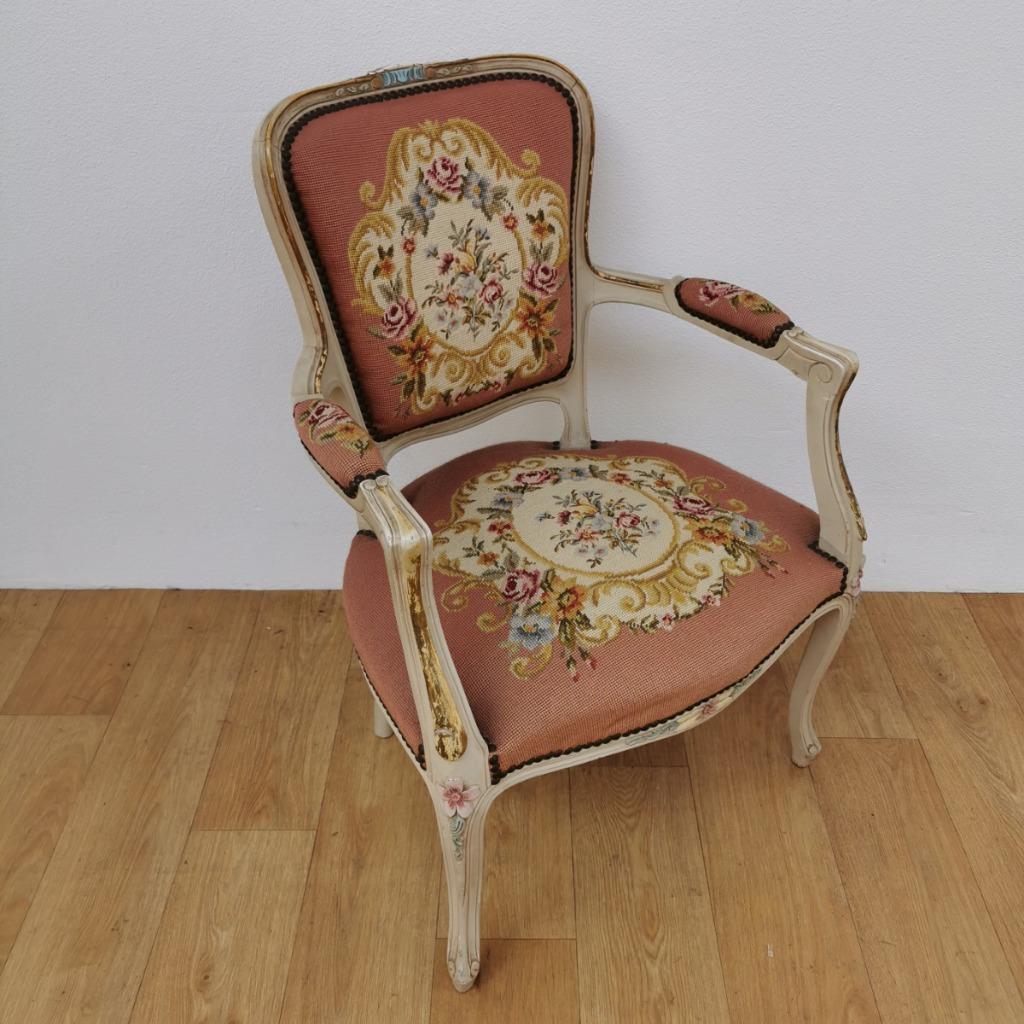 Brocante Vintage Gobelin Queen Ann Stoeltje, Fauteuiltje 03 image 19
