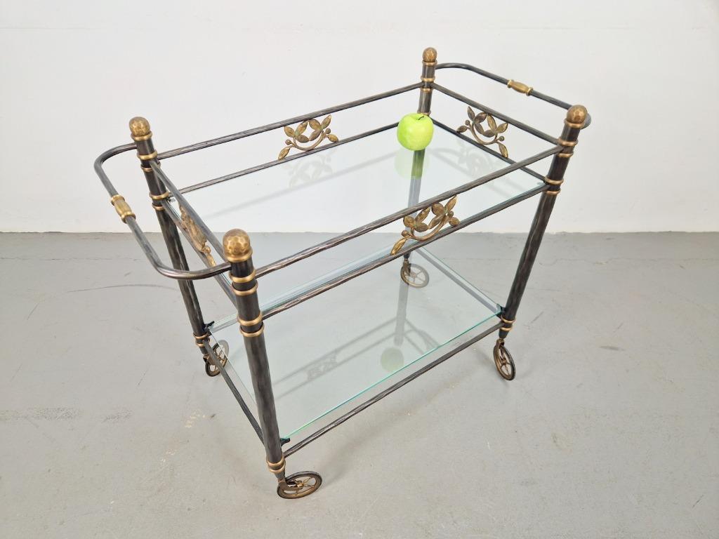 Vintage Regency Messing Metaal Bar Cart Drank Trolley Goud image 10