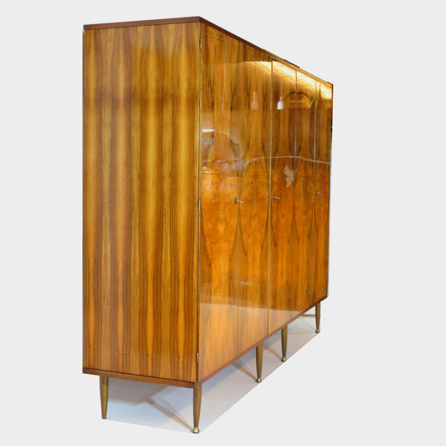 Vintage Mid Century 5-deurs Kledingkast In Walnoot, 1960s image 5