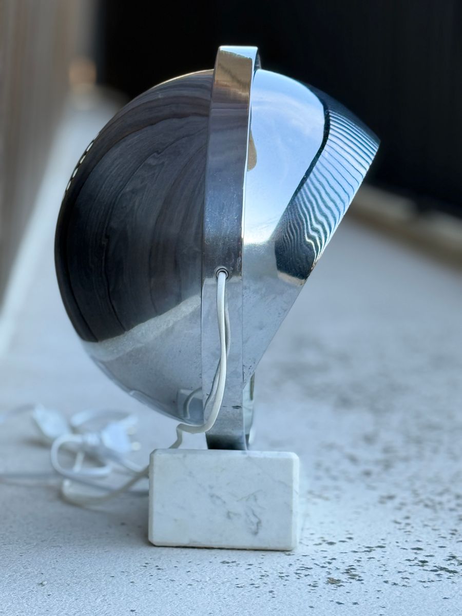 Vintage Space Age Tafellamp Met Marmeren Voet En Draaibare Verchroomde Metalen Kap image 7