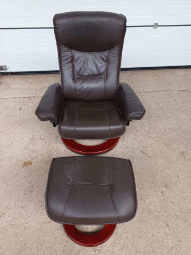 Verstelbare Leren Relaxfauteuil Met Voetenbank image 2