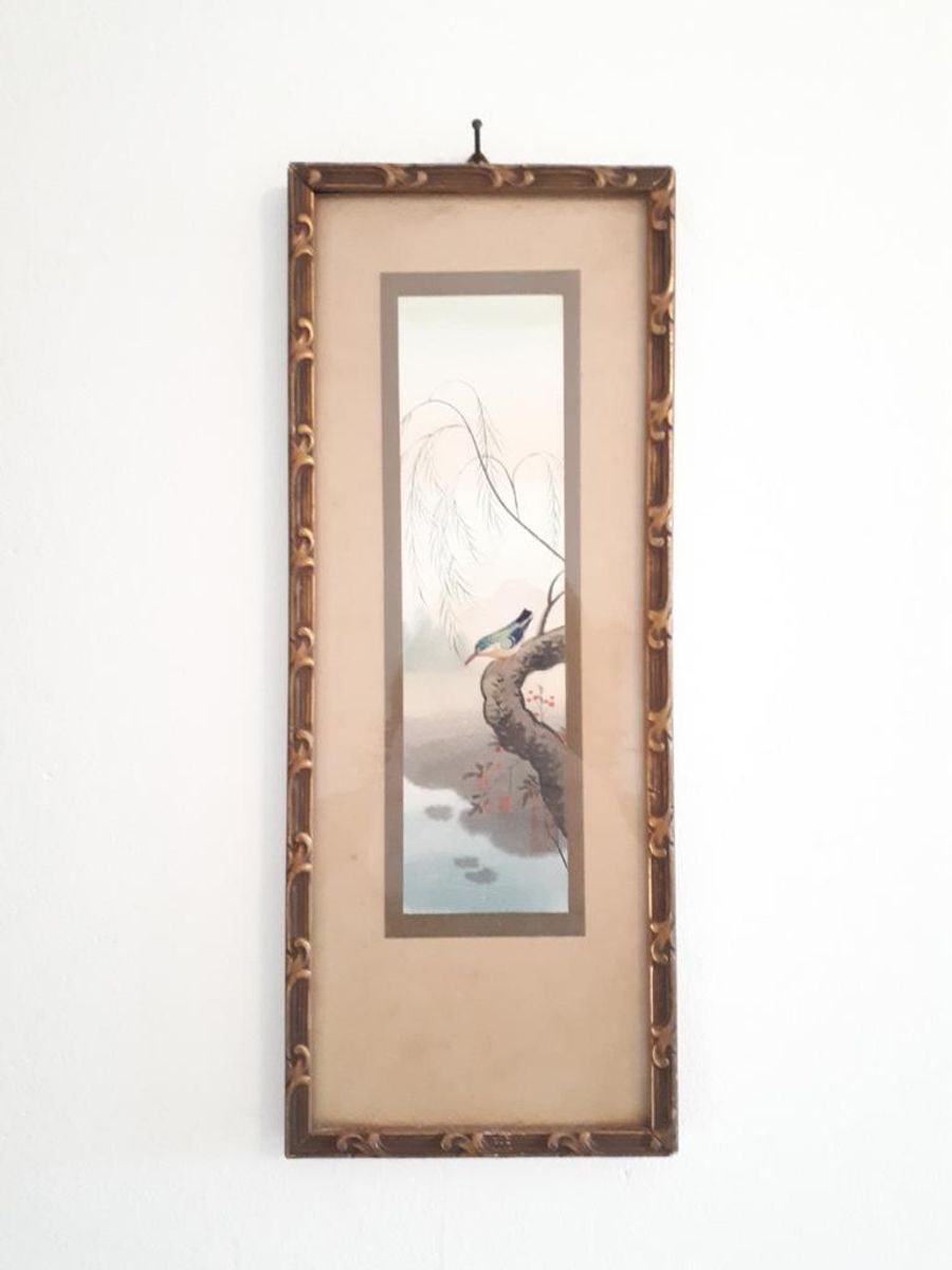 * Antiek Lijstje Met Vogel Schildering Schilderij image 2
