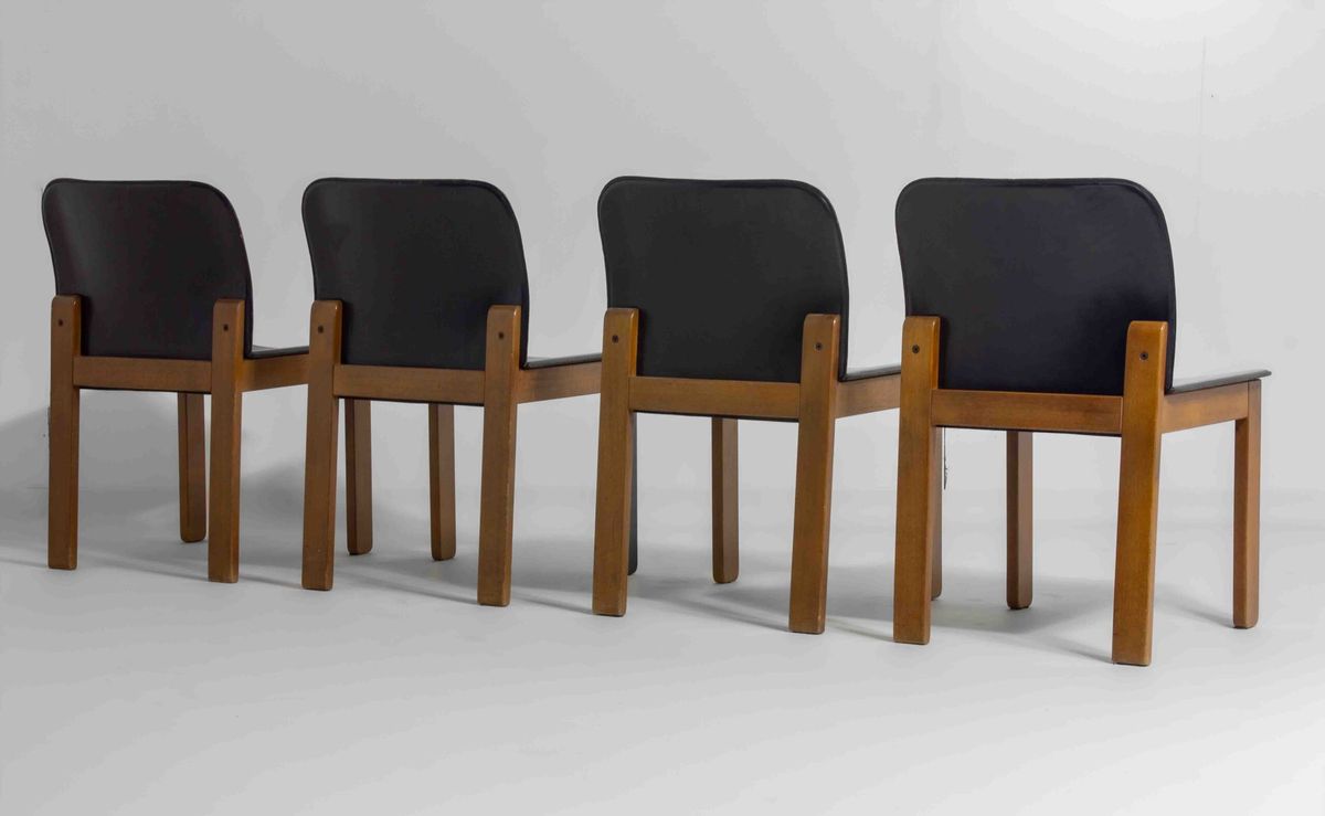 Mid-century Set Van 6 Lederen Eetkamerstoelen Door Arfa & Tobia Scarpa, 1970 image 12