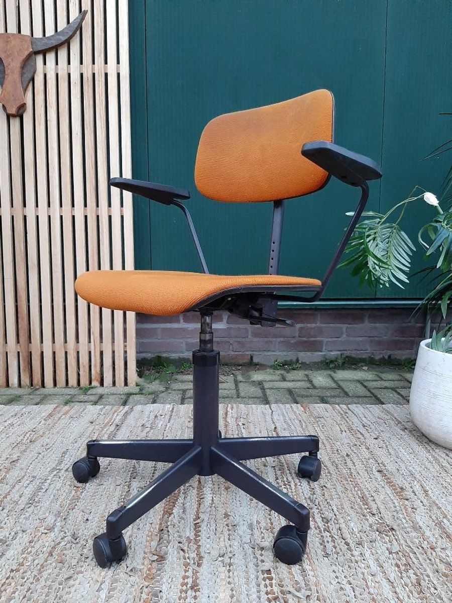 Vintage Bureaustoel Martin Stoll Retro Design Stoel Oker 70 image 6
