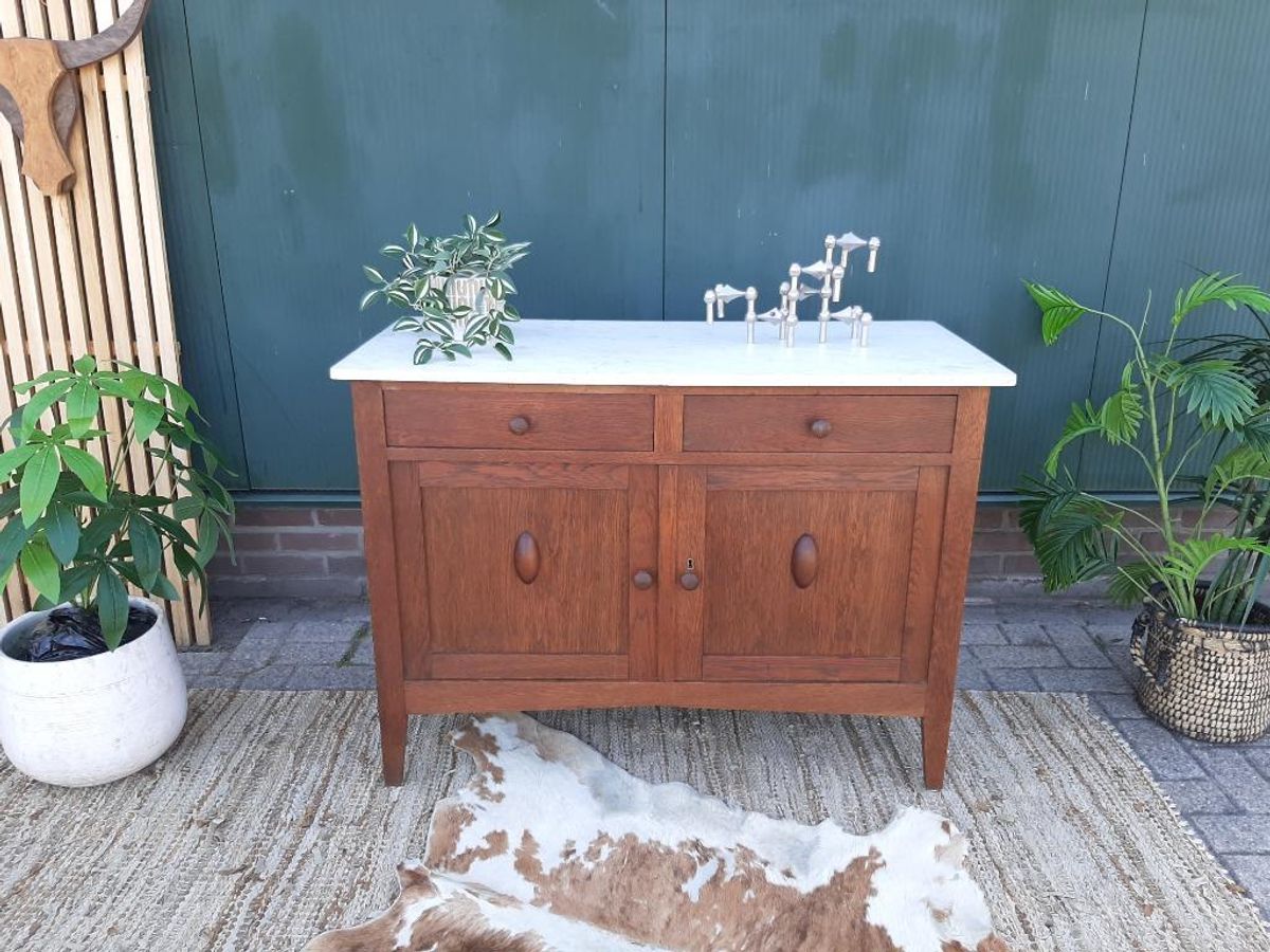 Art Deco Kastje Jr 20 Eiken Commode Wastafelkastje Dressoir image 5