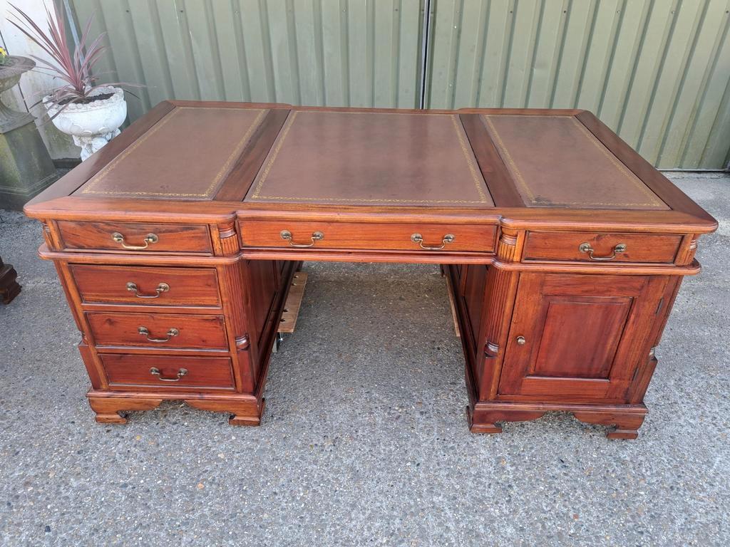 Klassiek Engels Bureau, Partnerdeks, Schrijftafel, 2-Zijdig image 2