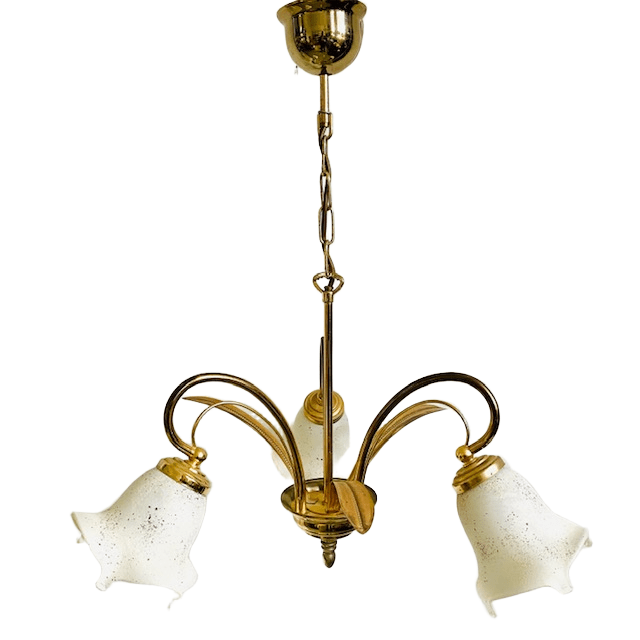 Mid-century Driearmige Kroonluchter Palmbladeren Hollywood Regency 1970’s image 2