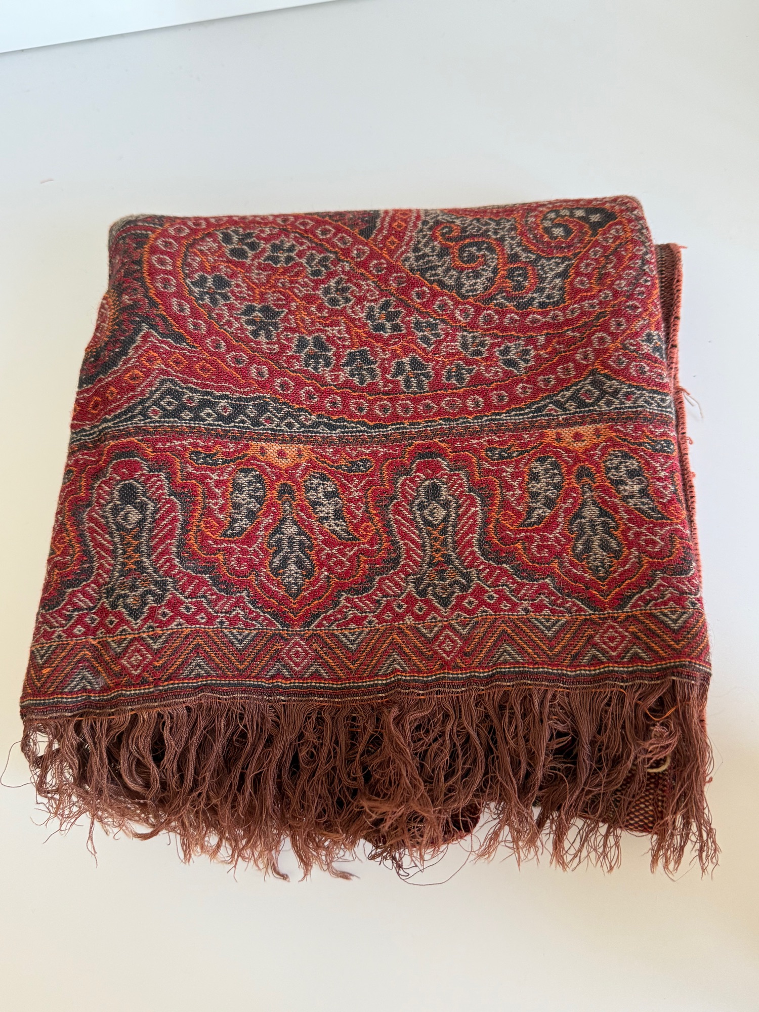 Vintage Antieke Rode Paisley Doek image 3