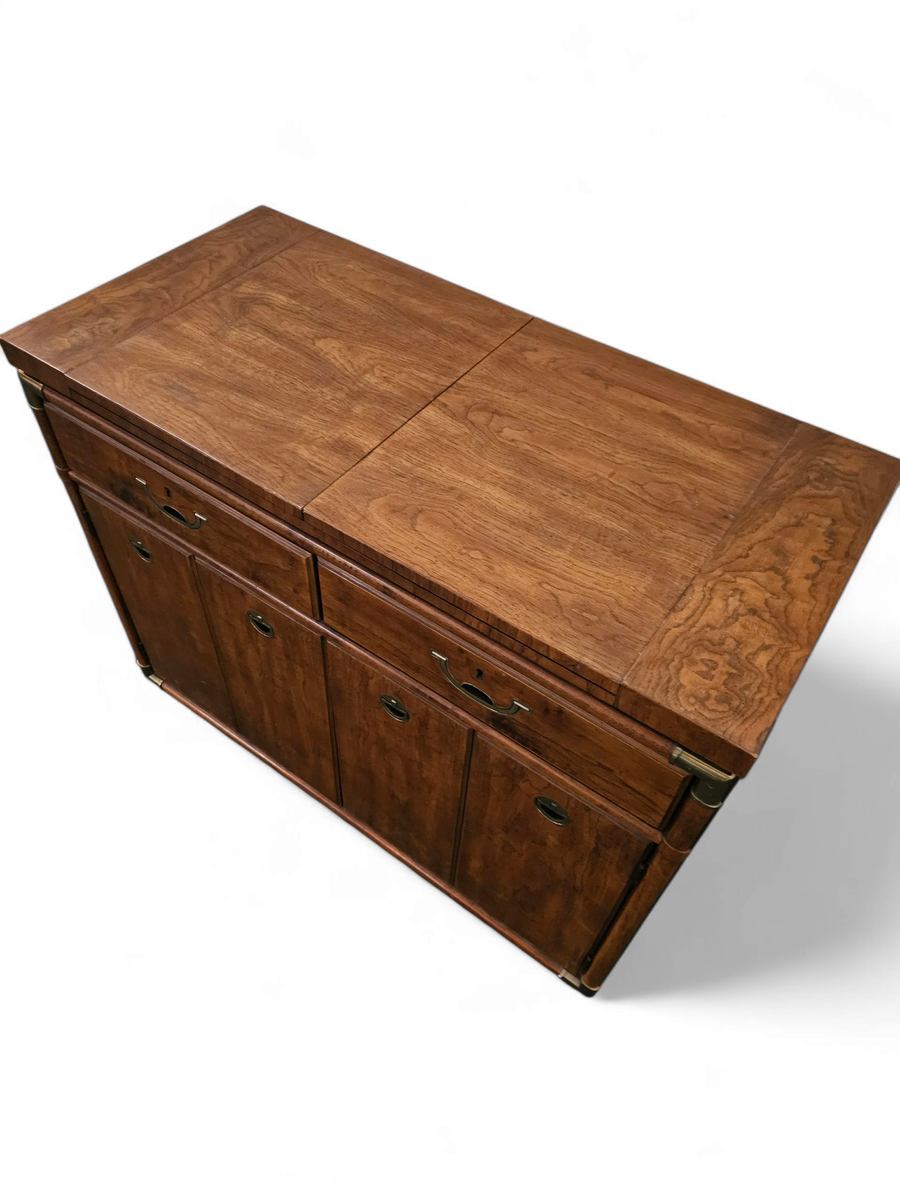 Vintage Drexel Accolade Campaign Server Dry Bar On Casters / Flip Top 1980s image 12