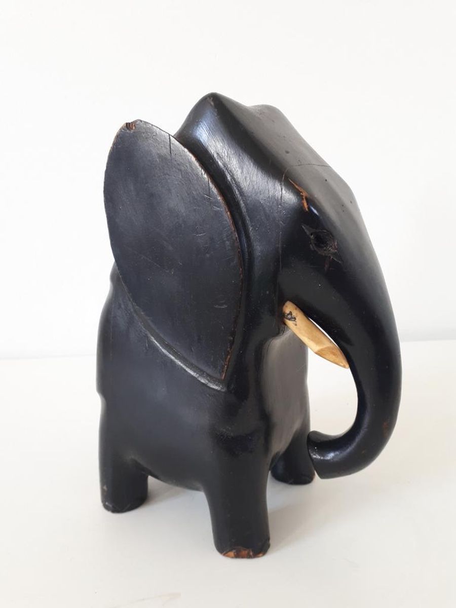 Antieke Houten Olifant Hangpot Hangbakje image 3