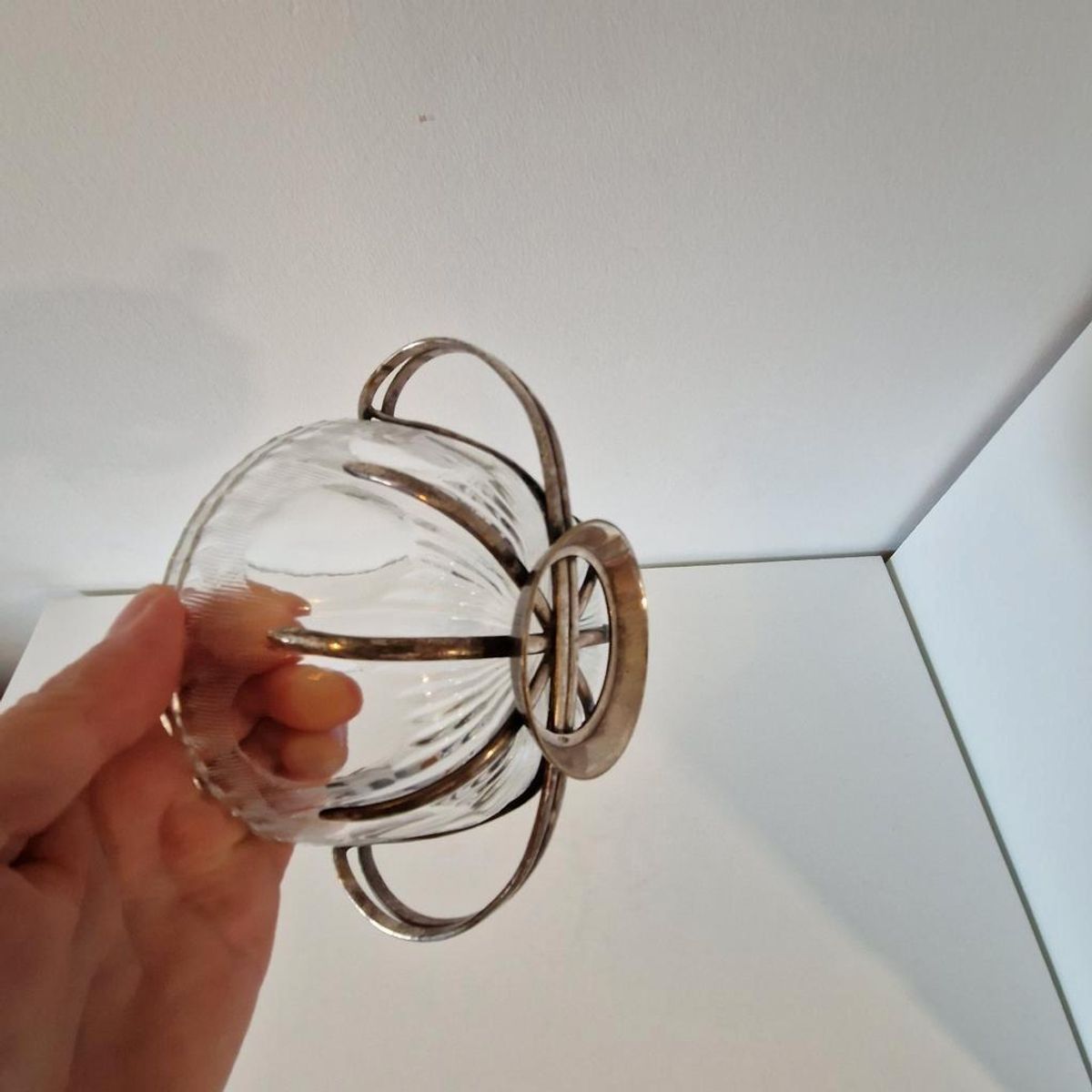Antieke Kristal Met Zilver Suikerpot Schaal image 10
