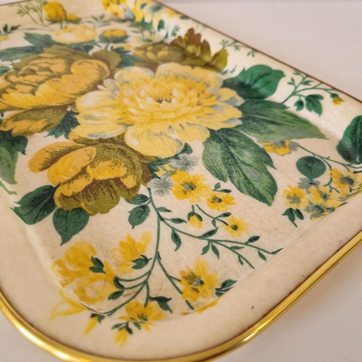 Fifties Vintage Dienblad Glasvezel Serveerblad Bloemen image 6