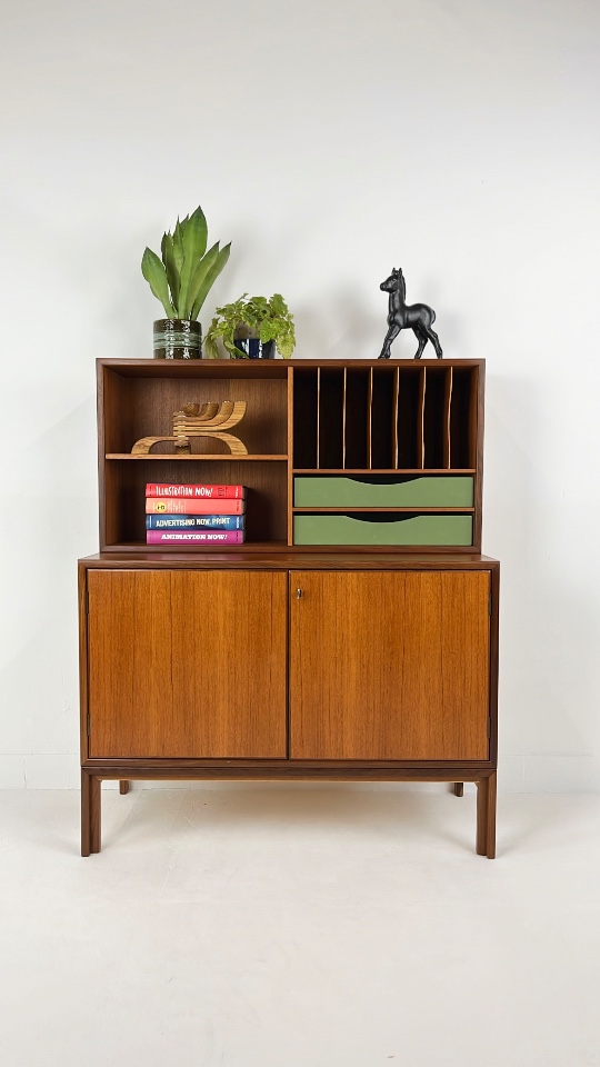 Scandinavisch Vintage Teak Fineren Boekenkast Bergnas image 6