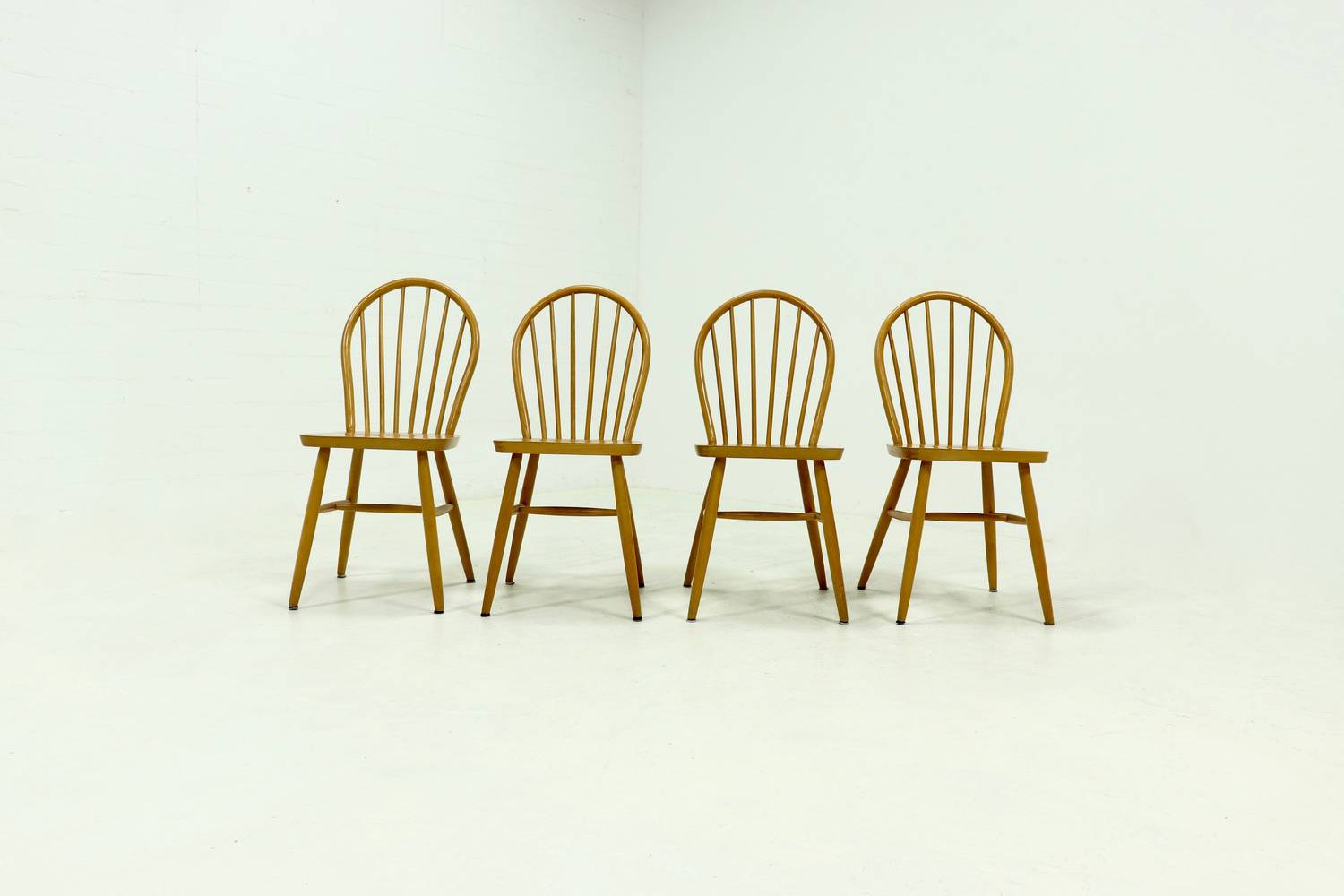 Set Of 4 Scandinavian Spindle Back Dining Chairs In Style Of Akerblom 1960s image 4