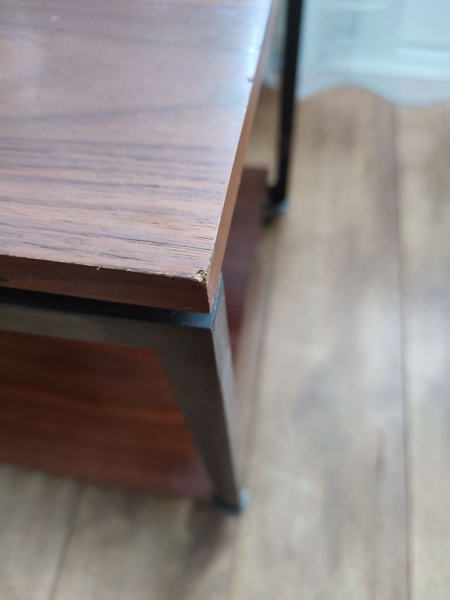 Vintage Bijzet Tafel Trolley Op Wielen Tafeltje Audio Tv image 10