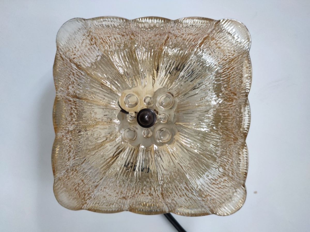 Vintage Plafondlamp Plafonnière Wandlamp Jaren '60 Sixties Glas Amber image 3