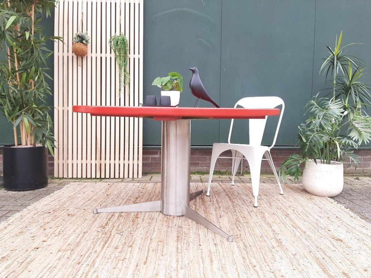 Rode Ronde Xl Eettafel 130 Cm Vintage Space Age Design Tafel image 6