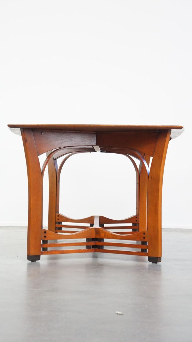 Zeer Mooie 4 Tot 6 Persoons Art Nouveau Design Eetkamertafel Van Schuitema Met Prachtige Details image 6