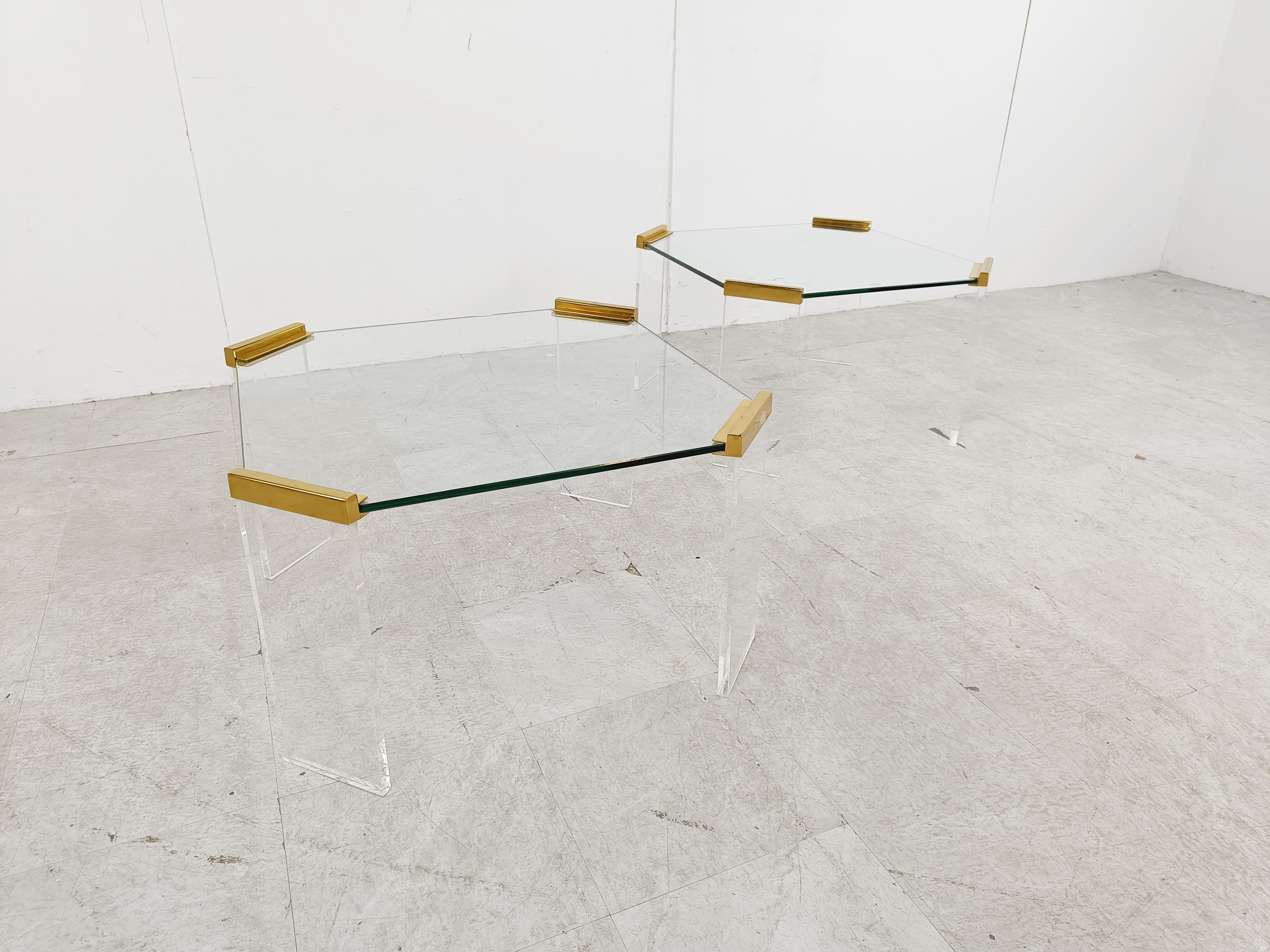Lucite And Brass Coffee Or Side Tables, 1970s image 2