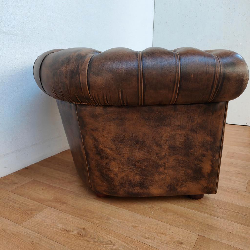 Vintage Leren Chesterfield Stijl Fauteuil, Stoel image 6