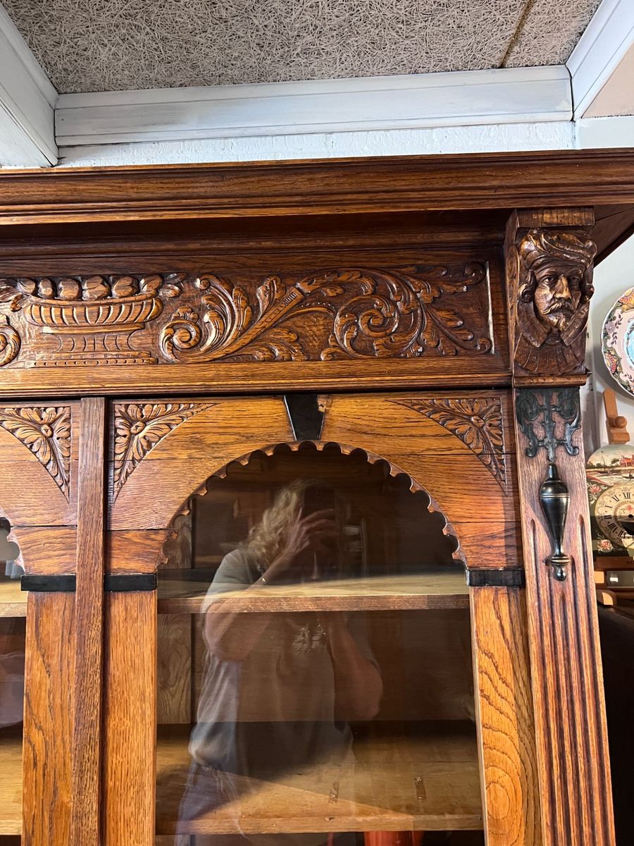 Demontabele Antiek Eiken Kast Met 3 Verstelbare Planken, 199 Cm Hoog image 6