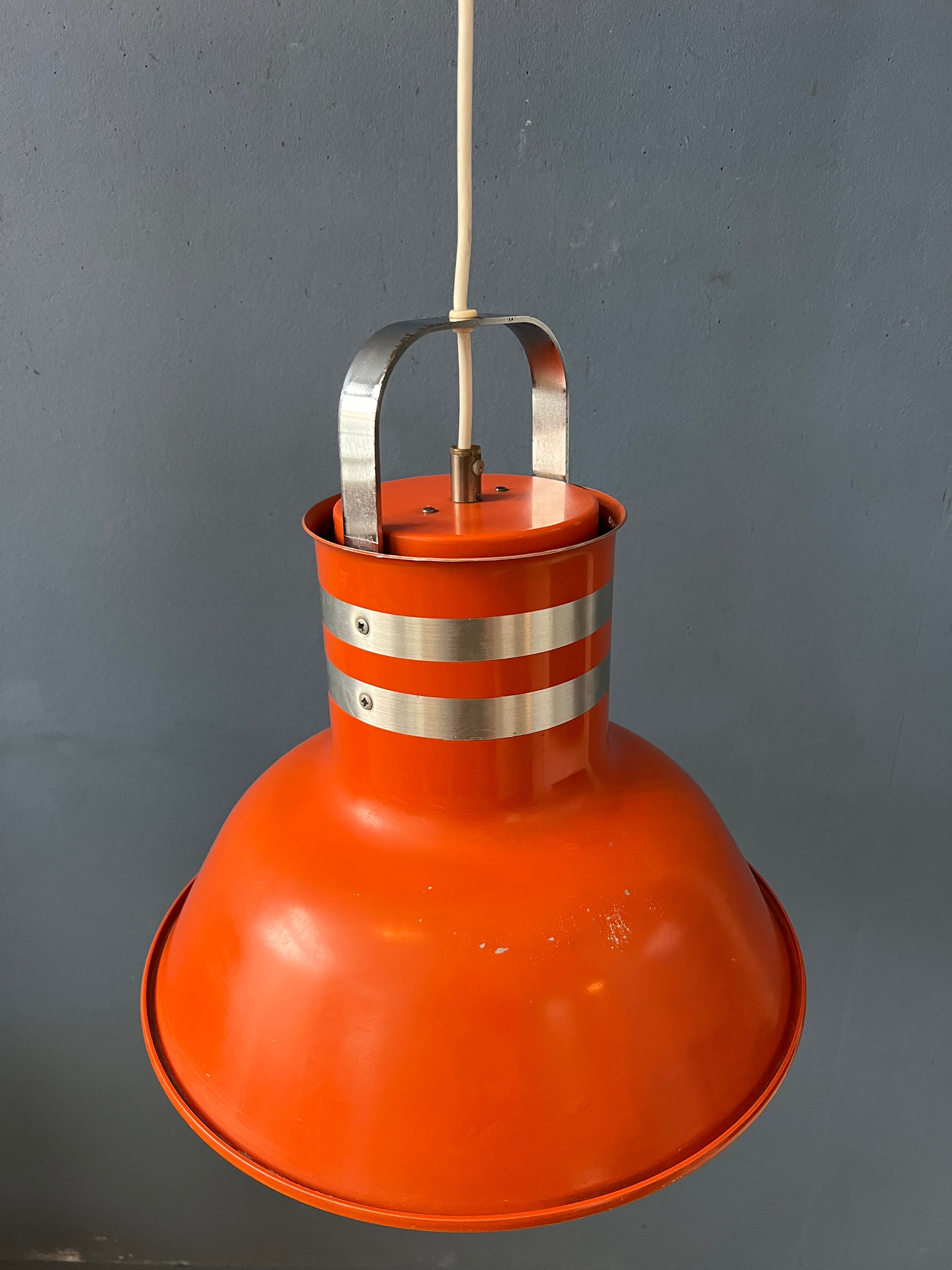 Mid Century Oranje/rode Metalen Space Age Hanglamp image 7