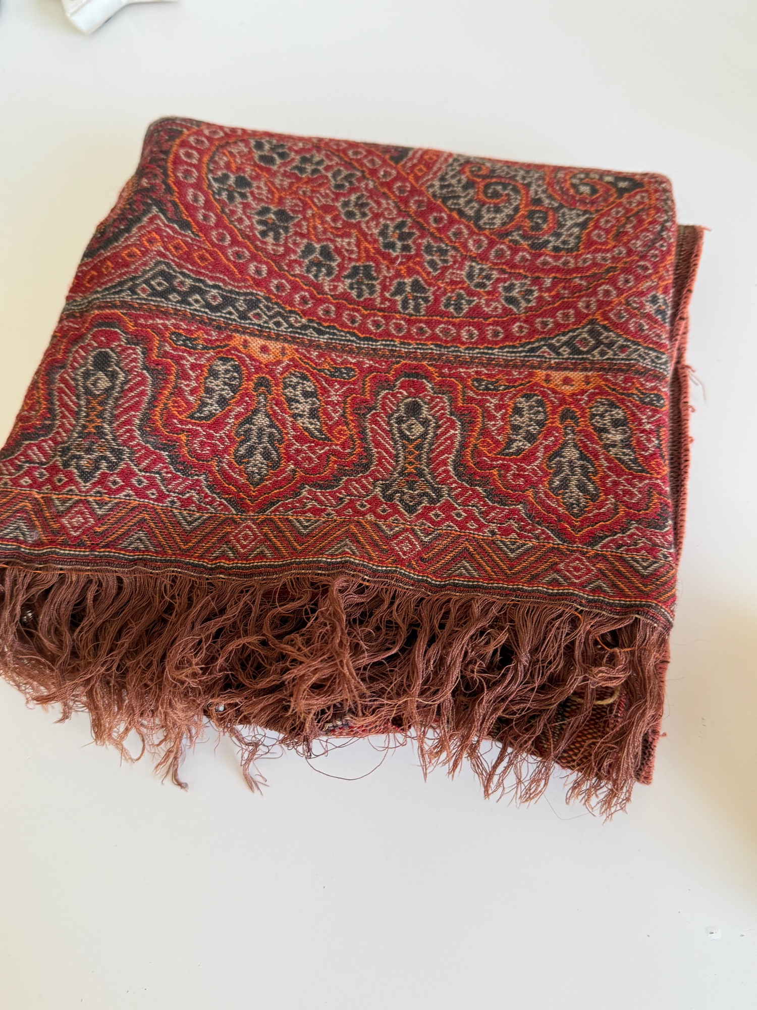 Vintage Antieke Rode Paisley Doek image 2