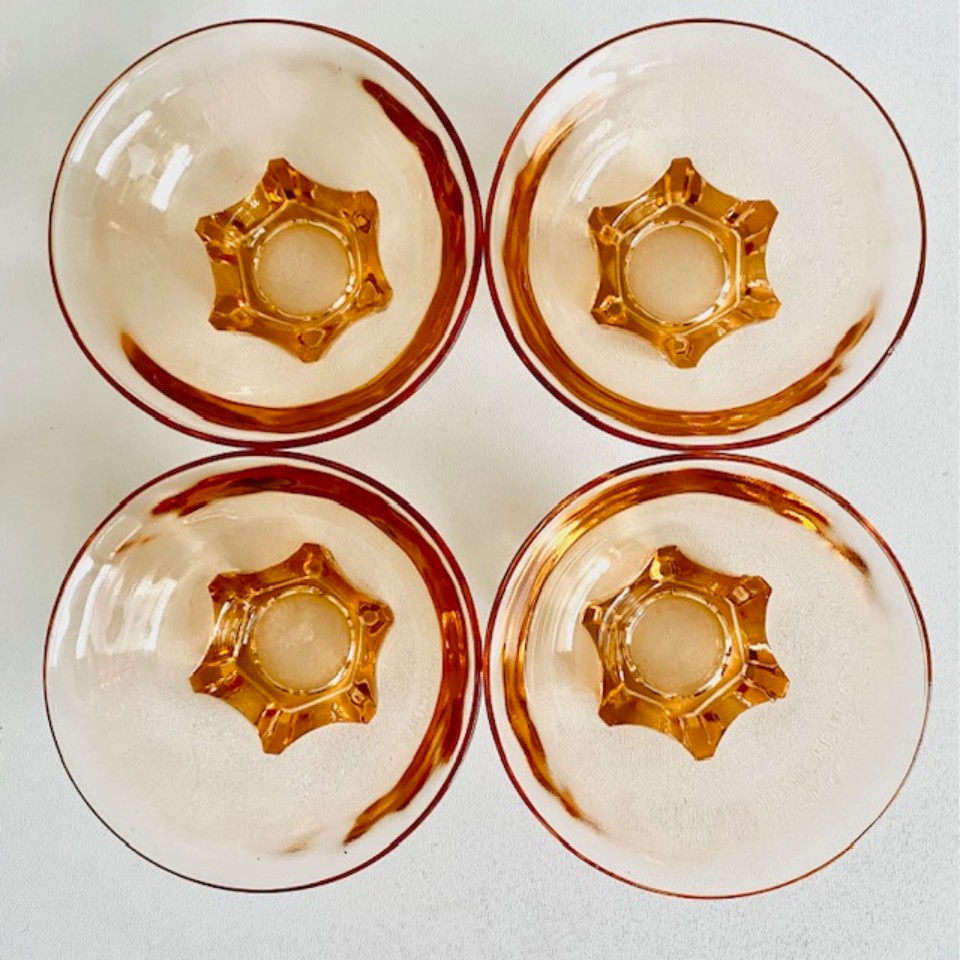 Set Rosaline Glas Art Deco Franse Schaaltjes Roze image 3
