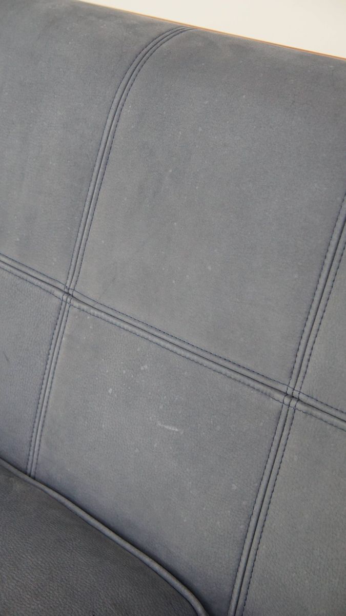 Geweldige Schuitema Art Deco Design Bank Met Mooie Blauwe Nubuck Lederen Bekleding image 16