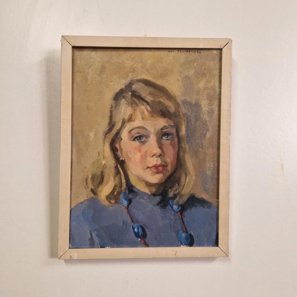 Mari Trappeniers Oud Schilderij Portret Olieverf Op Doek image 2