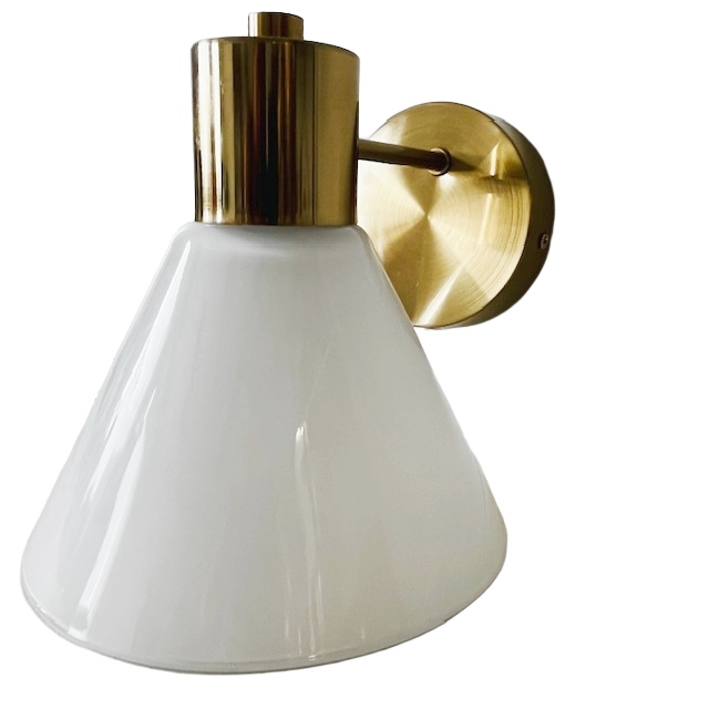 Vintage IKEA Wandlamp Goud Melkglas image 5