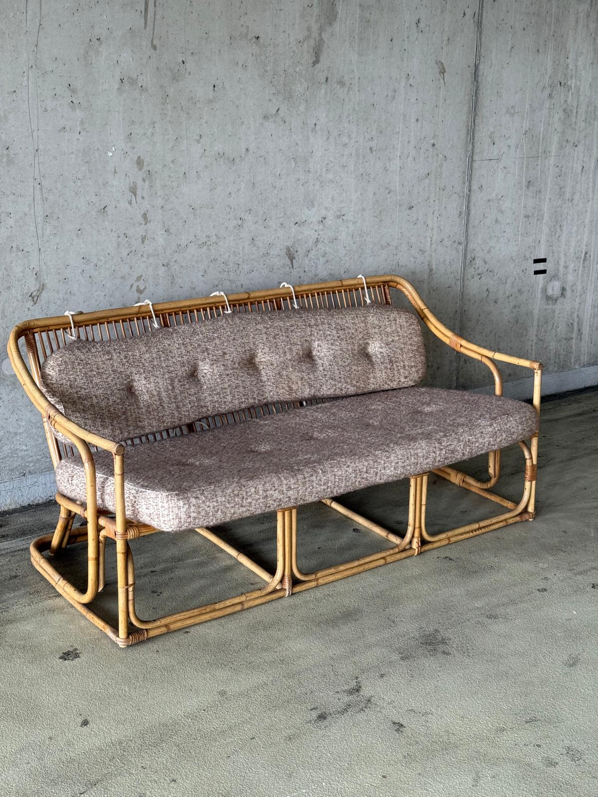 Mid Century Boho Bamboe 3-zits Bank / Sofa image 3