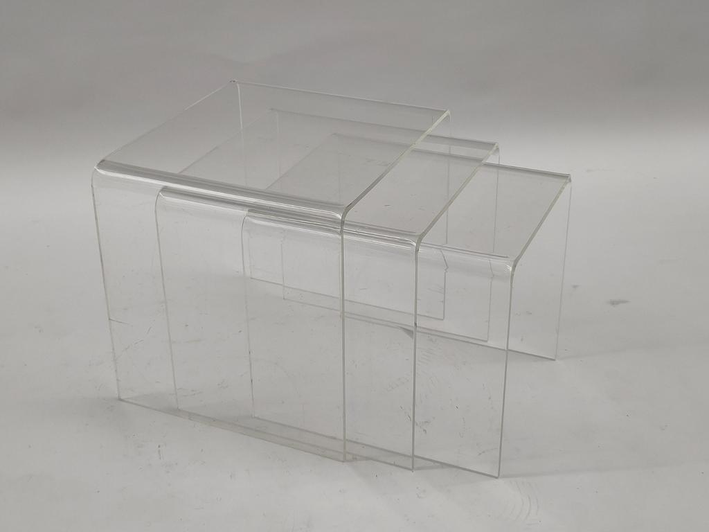 Vintage Set Bijzettafeltjes Plexiglas Nesting Tables Aqryl image 4